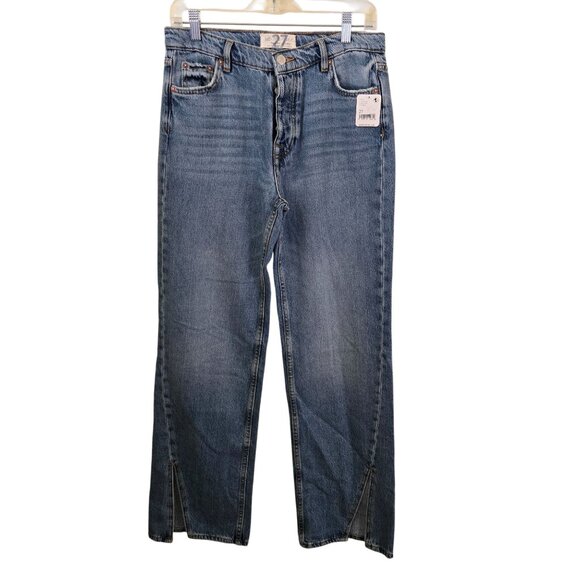 Free People We The Free NWT Long Lines Slit Straight Jeans Vintage Light Size 27 - Picture 2 of 12